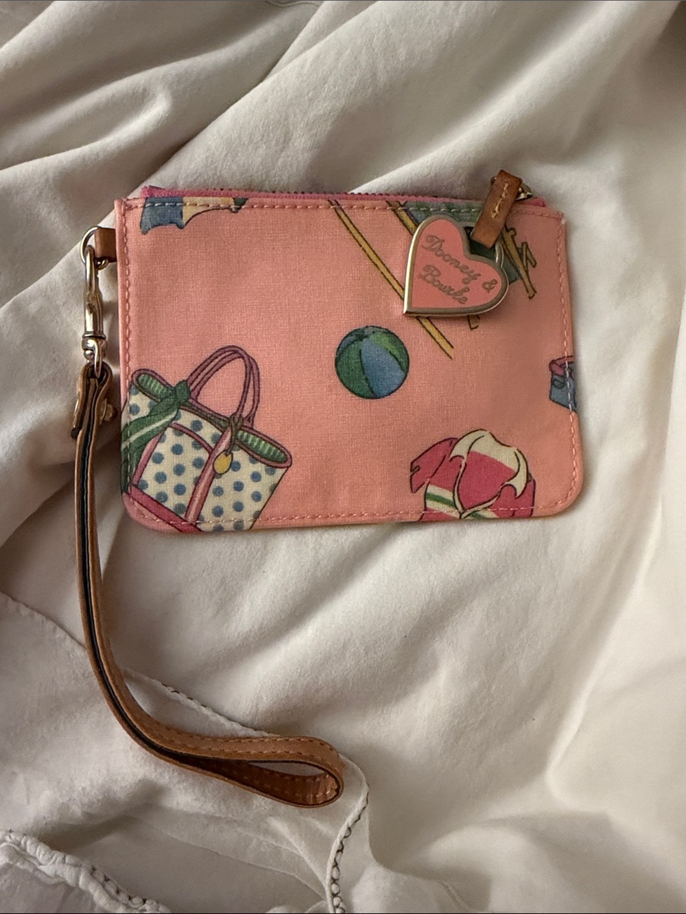 Dooney & Bourke Pink early 2000s Miami Beach wristlet with key ring